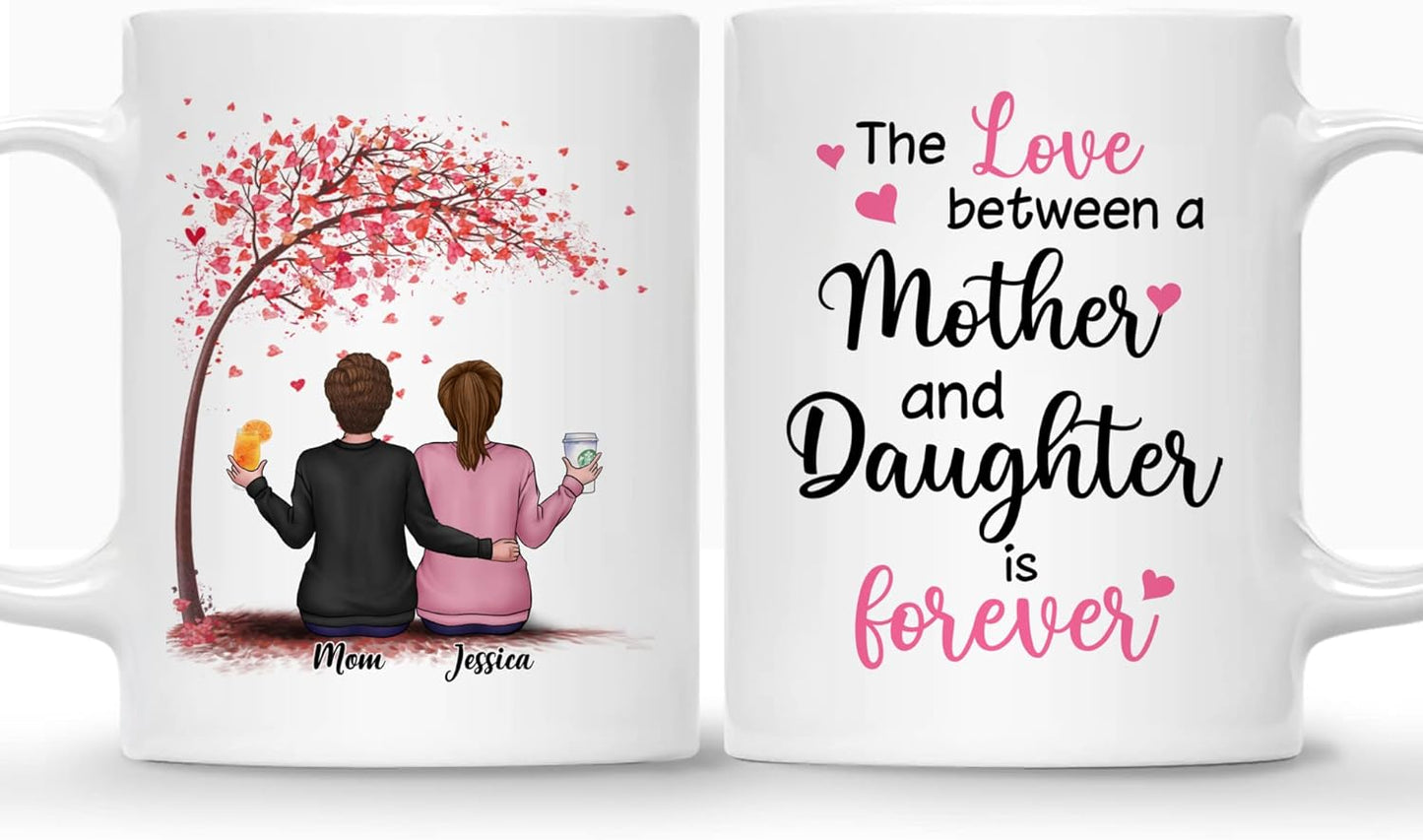 Gossby Personalized Mom Mug - The Love Between Mother and Daughter Is Forever - Custom Birthday, Mother's Day Gift With Avatars, Names - Mug for Mom