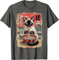 Funny Cat Eating Ramen Kawaii Siamese Cat Lover Gift Men Mom T-Shirt