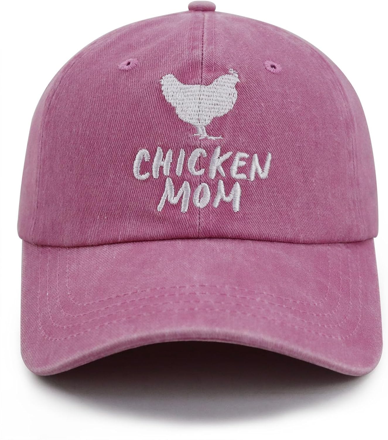 Chicken Mom Hat, Funny Adjustable Washed Cotton Embroidered Farm Hen Baseball Cap
