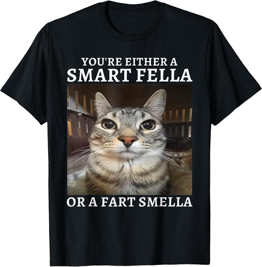 Cat Meme Fella Fart Smella Shirt Funny Silly Tee