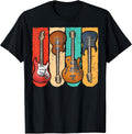 Retro Vintage Guitar Shirt For Men Boys Music Band Guitarist T-Shirt