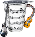 Guitar Novelty Mug Unique Musical Gift Coffee Cup with Cool Music Themed Lid & Guitar Handle Design & Guitar Spoon, Great Gifts for Music Teachers,&guitarLoversfor Holidays,Fathers Day,Men,Woman