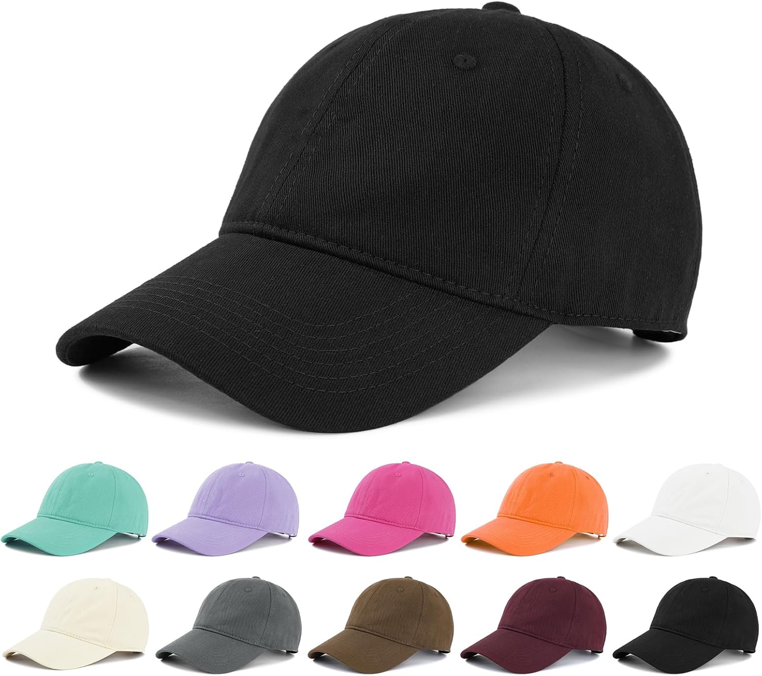 Baseball Cap for Women Men Adjustable Cotton Dad Hat, Classic Plain Ponytail Hat for Workout & Everyday Wear
