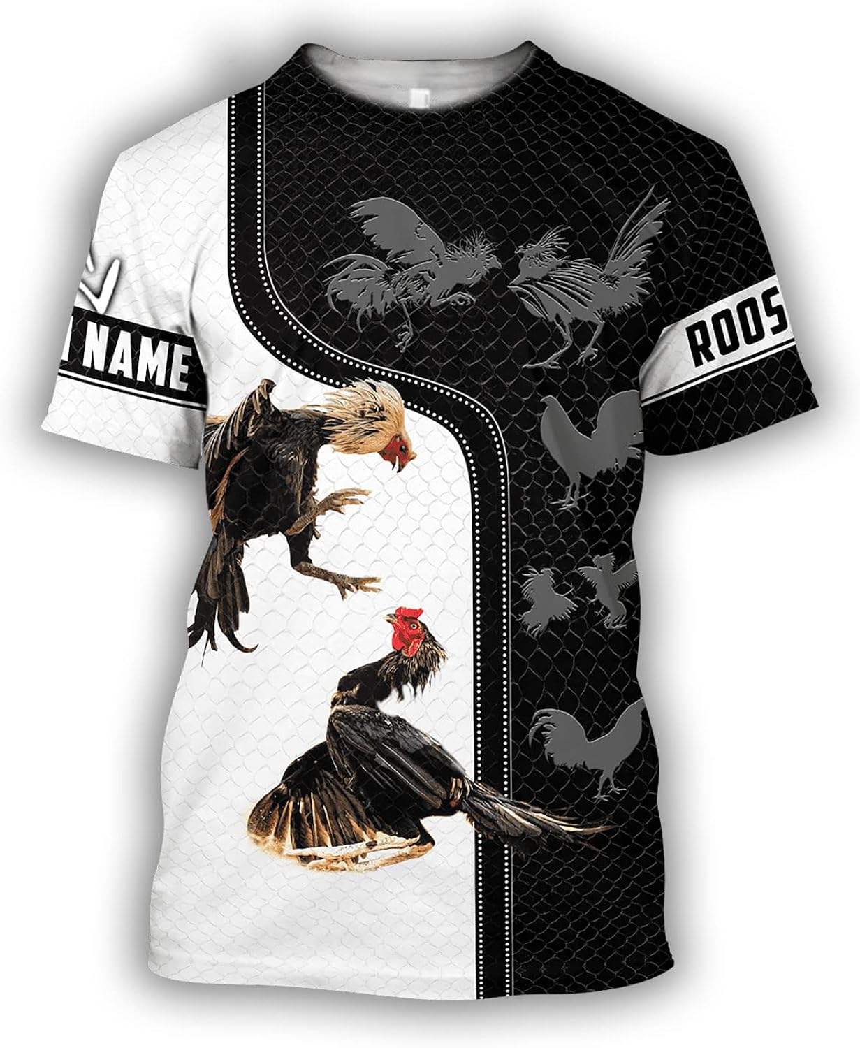 Personalized Rooster White Black 3D Shirt for Men & Women, Custom Name 3D T - Shirts Gift for Birthday, Anniversary