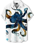 Men's Hawaiian Shirt, Artistic Funny Animal Print, Short Sleeve Vacation Shirt, Tropical Casual Beach