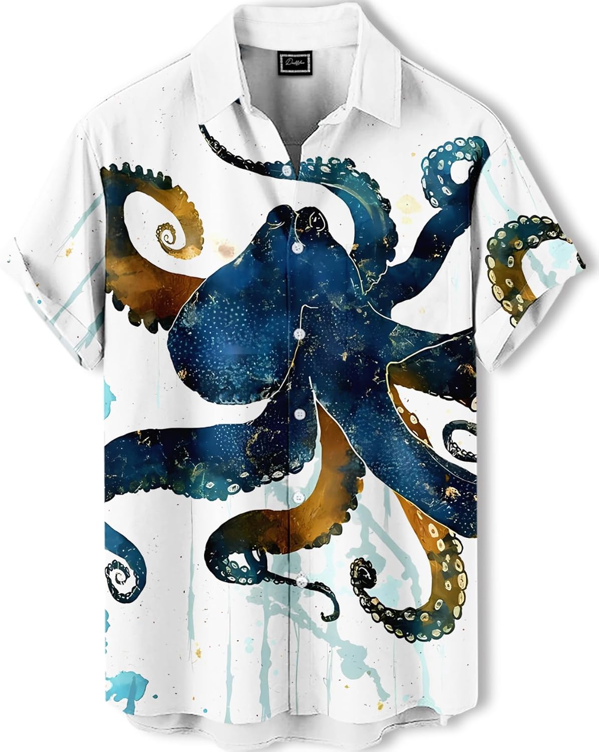Men's Hawaiian Shirt, Artistic Funny Animal Print, Short Sleeve Vacation Shirt, Tropical Casual Beach