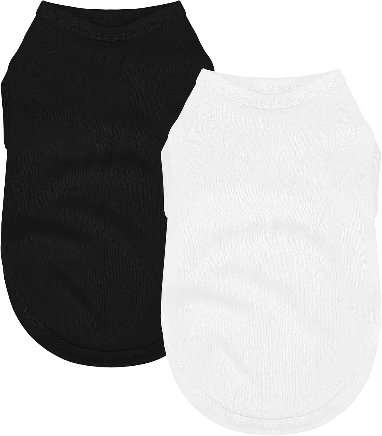 2 Pack Solid Color Dog Shirts - Lightweight, Quick Dry, Breathable Pet T-Shirts for Small to Large Dogs - Stretchy, Durable, Ideal for All Seasons and Holidays.Black White M