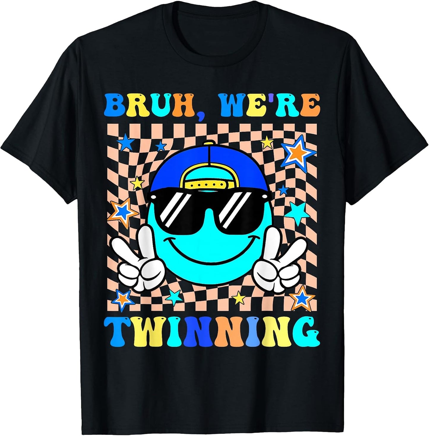 Bruh We're Twinning Retro Twin Day Spirit Week Boys Kids T-Shirt