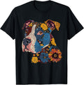 Pitbull Floral Dog Lover Vintage Flower Art Pitbull Mom Dad T-Shirt