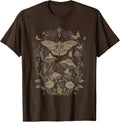 Cute Moth Aesthetic Floral T-Shirt for Women & Girls, Unisex-Adults & Kids, Brown, Small, Short Sleeve, Classic Fit