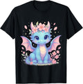 Cute Kawaii Dragon With Sakura pink Flower