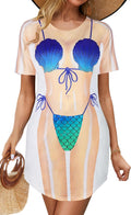 Women's Beach Cover Up Bikini Printed Short Sleeve Tshirt Dress Baggy Cute Coverups 2026