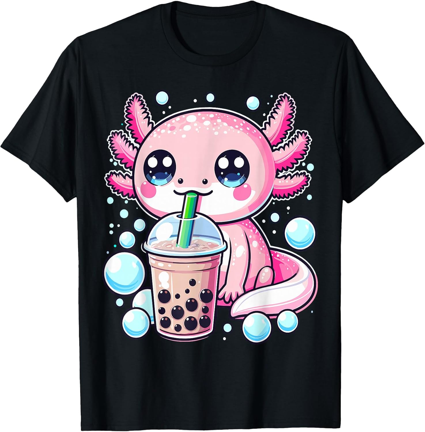 Bobalotl Kawaii Axolotl Drinking Boba Tea
