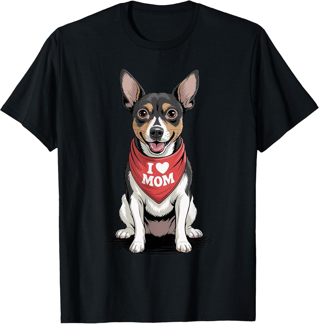 I Love Mom Rat Terrier Lover Dog Mother's Day T-Shirt