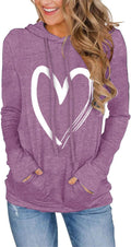 Women's Hoodies Pullover Cute Heart Sweatshirts Long Sleeve Tops with Pockets