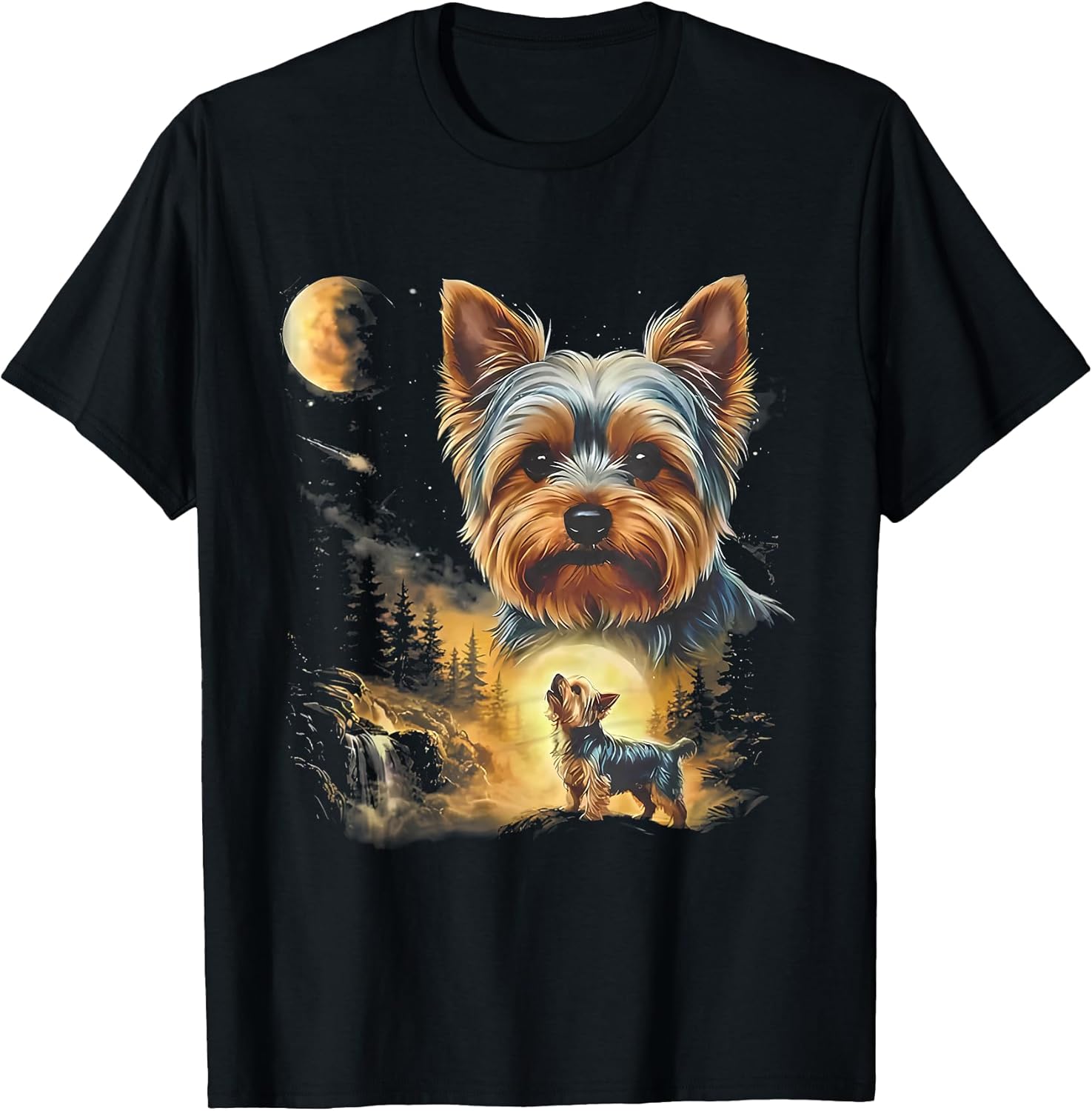 yorkie howling to the moon vintage t-shirt
