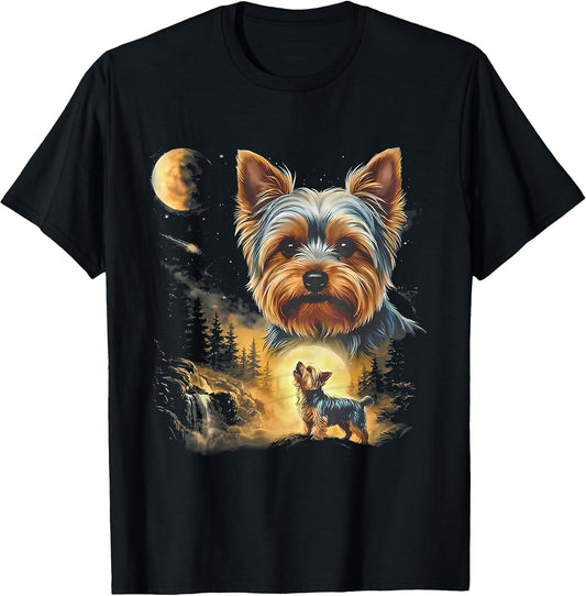 yorkie howling to the moon vintage t-shirt