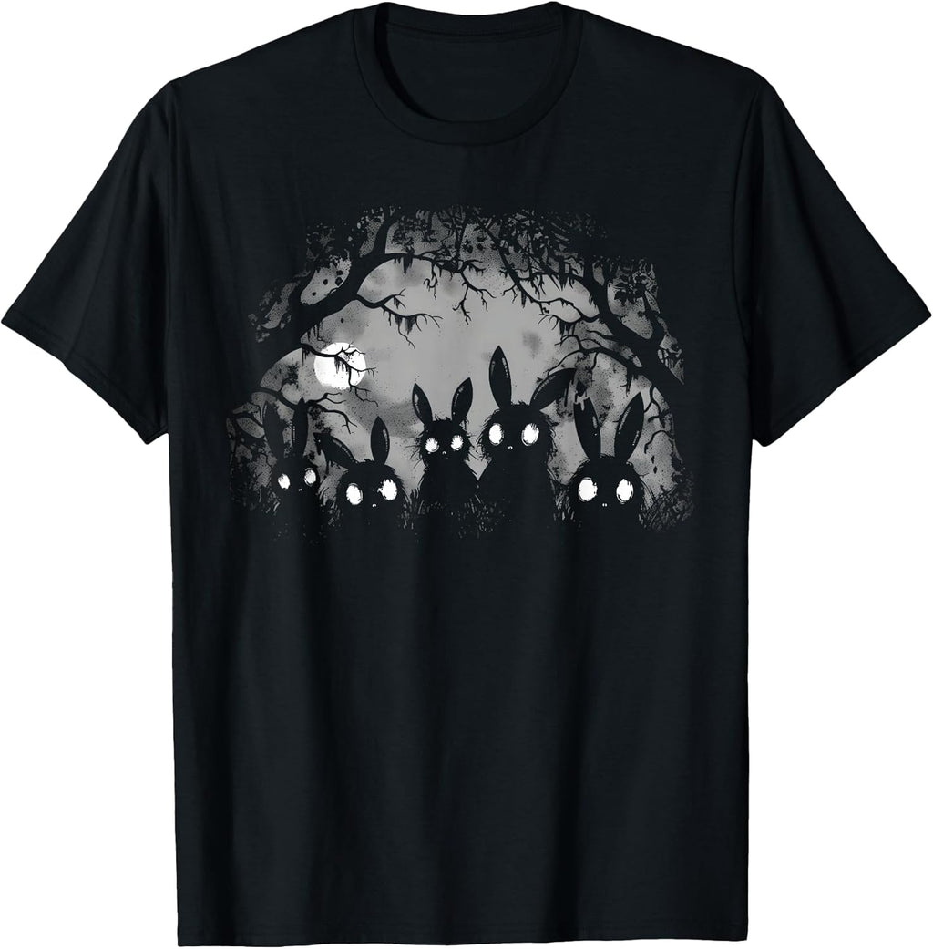 Creepy Cute Bunny Rabbits Alt Goth Grunge Horror Aesthetic T-Shirt, Small, Black