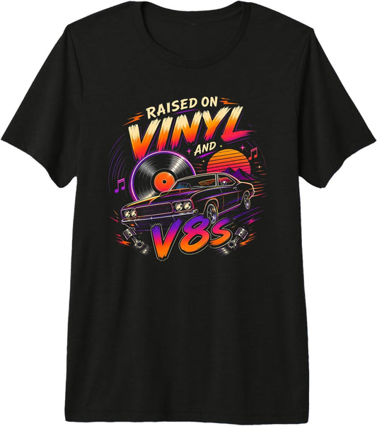 Raised On Vinyl And V8s Retro Vinyl V8 GiftTee