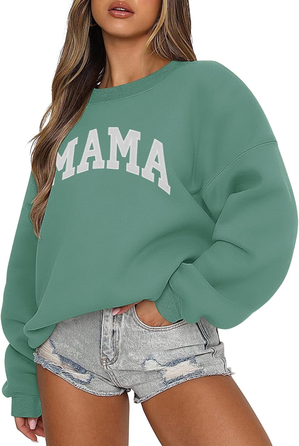 Crewneck Sweatshirt for Women Casual Oversized Pullover Hoodies Long Sleeve Fleece Tops Sweater
