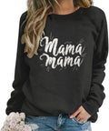 Womens Crewneck Sweatshirt Cute Mama Letter Print Long Sleeve Loose Fashion Plus Size Graphic Pullover Top