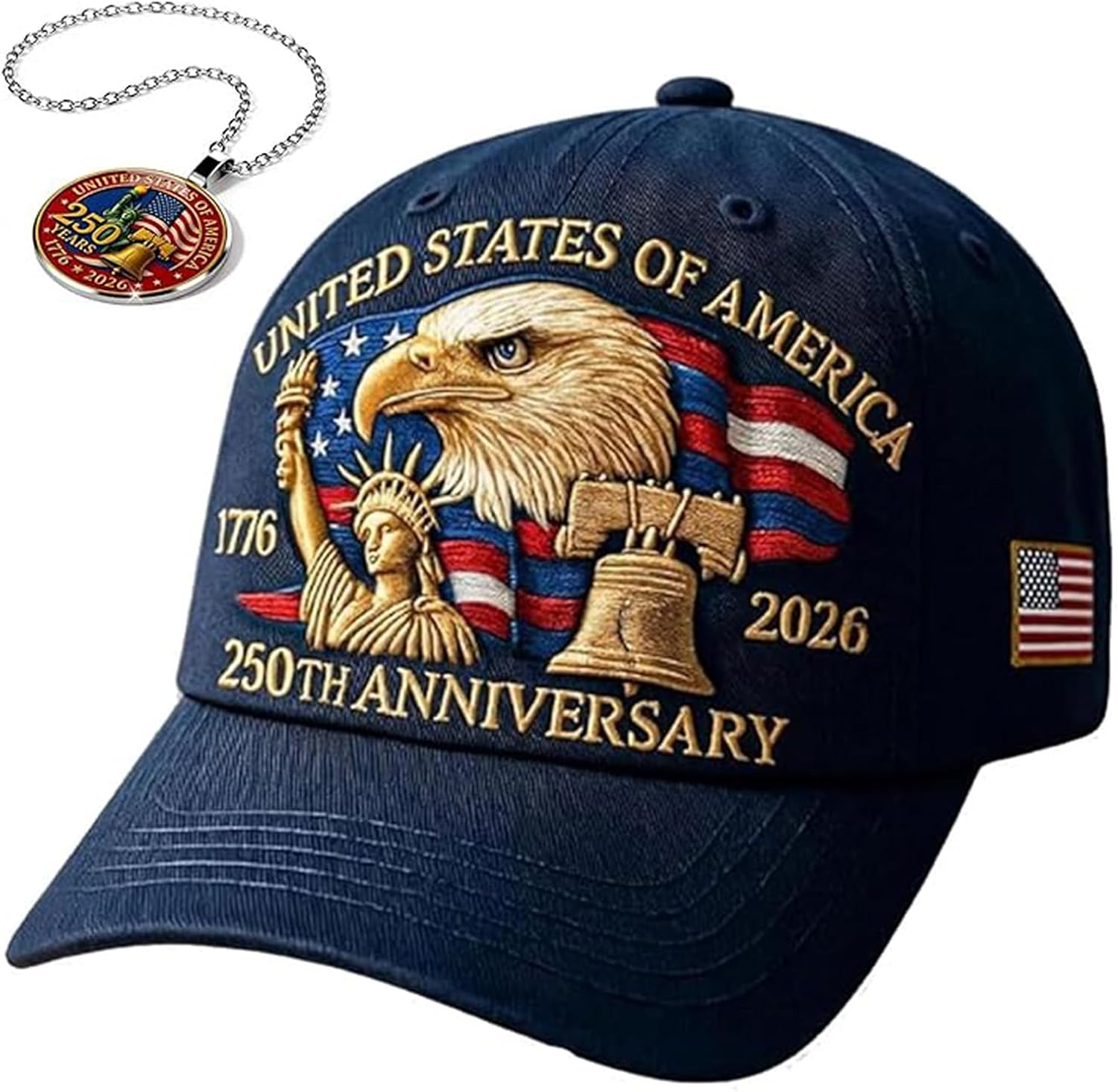250 Anniversary USA Hat - Retro Embroidered 250th Anniversary Patriotic Adjustable Baseball Cap for Men and Women