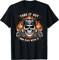 Funny Take it Out Play with it Skeleton Biker Motorcycle T-Shirt