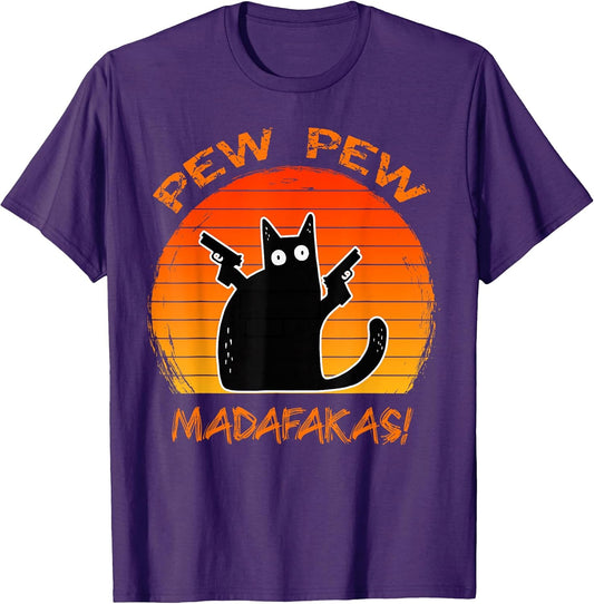 Pew Pew Madafakas Fun Black Cat Lovers Gun Meme