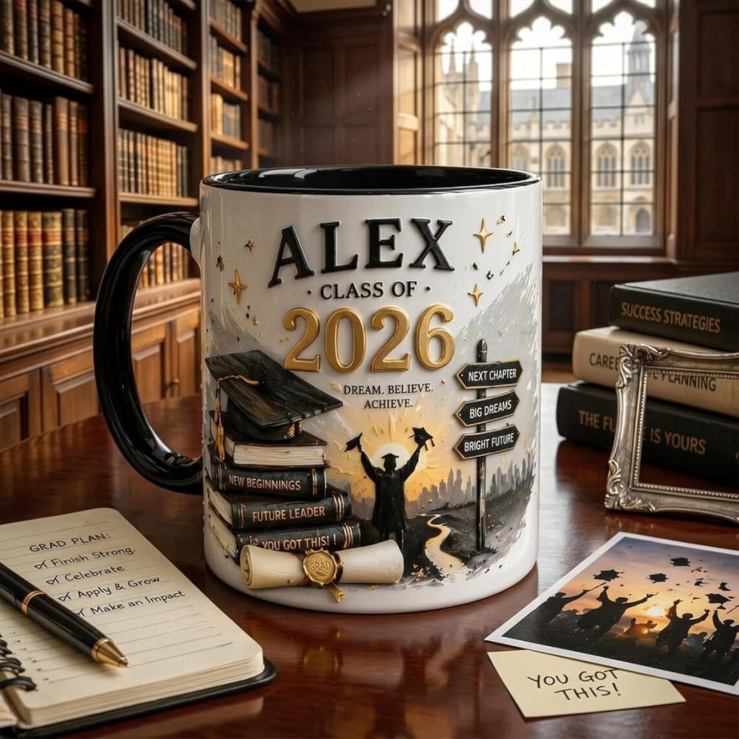 Custom 3D Effect Graduation Accent Mug, Personalized Graduation Gifts Coffee Cup, Class of 2026 Coffee Cup, Class of 2026 Mug Customized 07