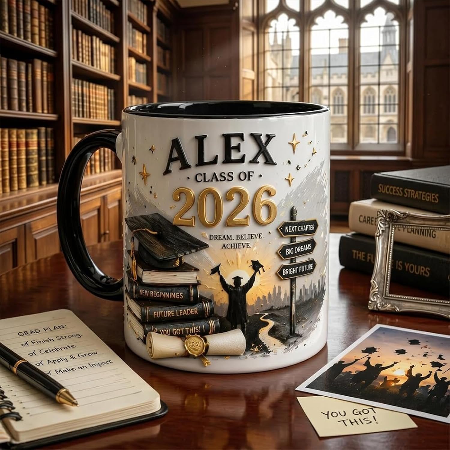Custom 3D Effect Graduation Accent Mug, Personalized Graduation Gifts Coffee Cup, Class of 2026 Coffee Cup, Class of 2026 Mug Customized 07