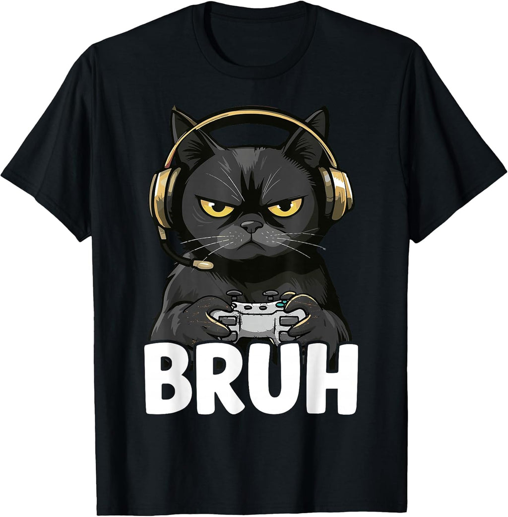 Funny Cat Bruh Meme Gamer Japanese Anime T-Shirt