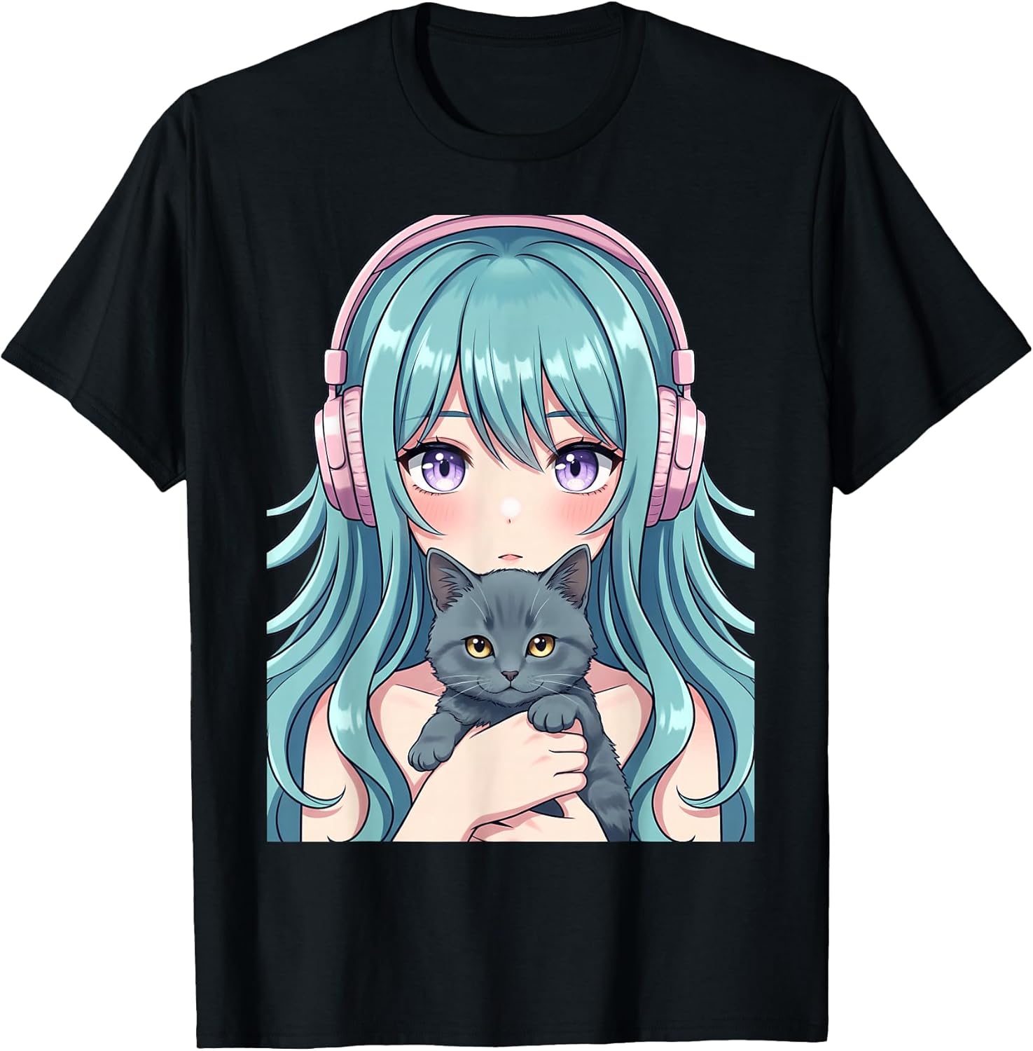 Kawaii Anime Cat Kitten Girl Headphones Pastel Otf