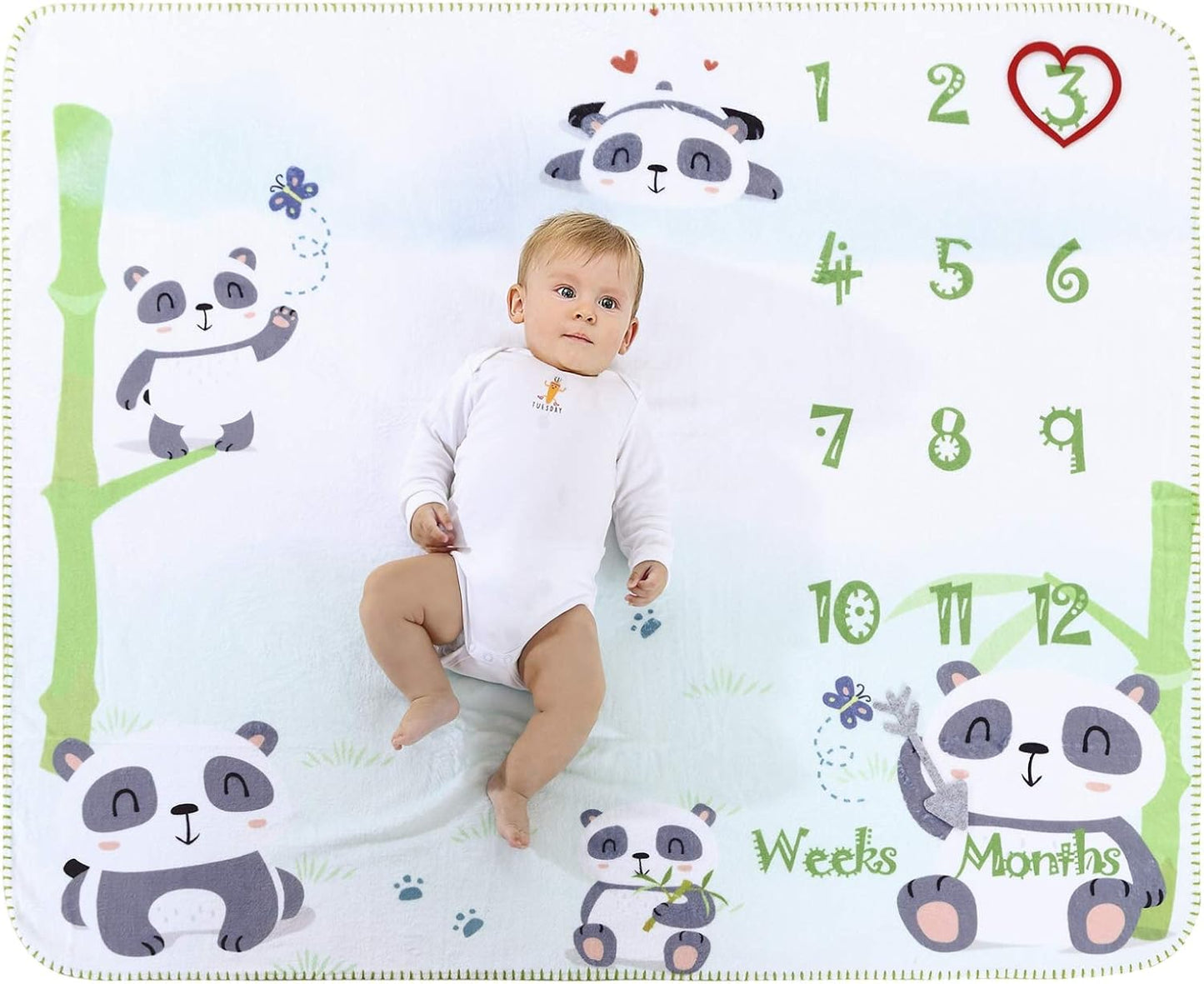 InnoBeta Baby Monthly Milestone Blanket, Flannel Plush Newborn Infant Photo Blanket, for Pictures Photography for Newborn Boys & Girls New Mom Gifts (Panda)