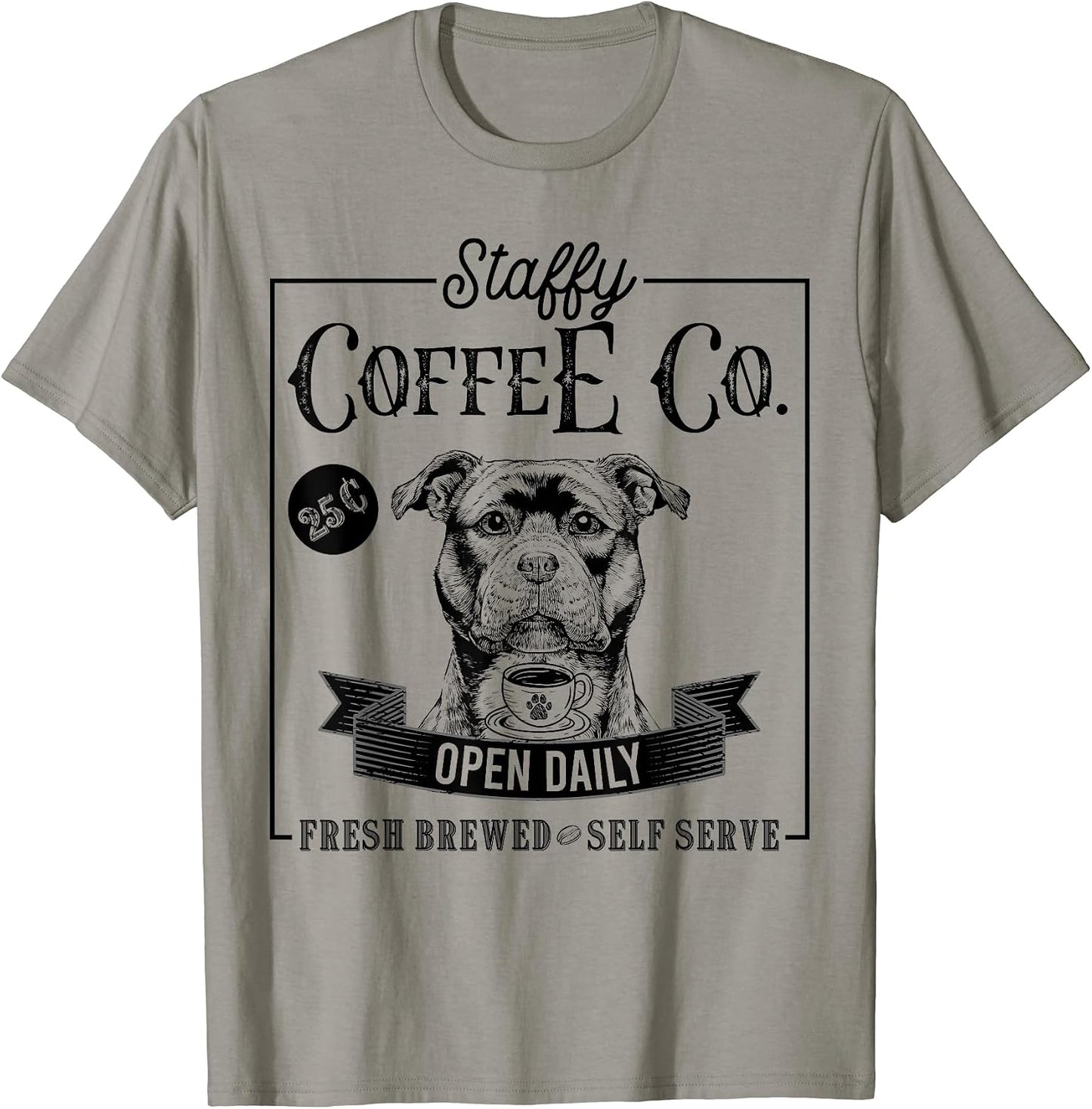 Vintage Stafford Staffy Iced Coffee and Dog Dad
