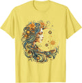 Mystical Sun and Moon with Woman Mystical Flowers Aesthetic T-Shirt