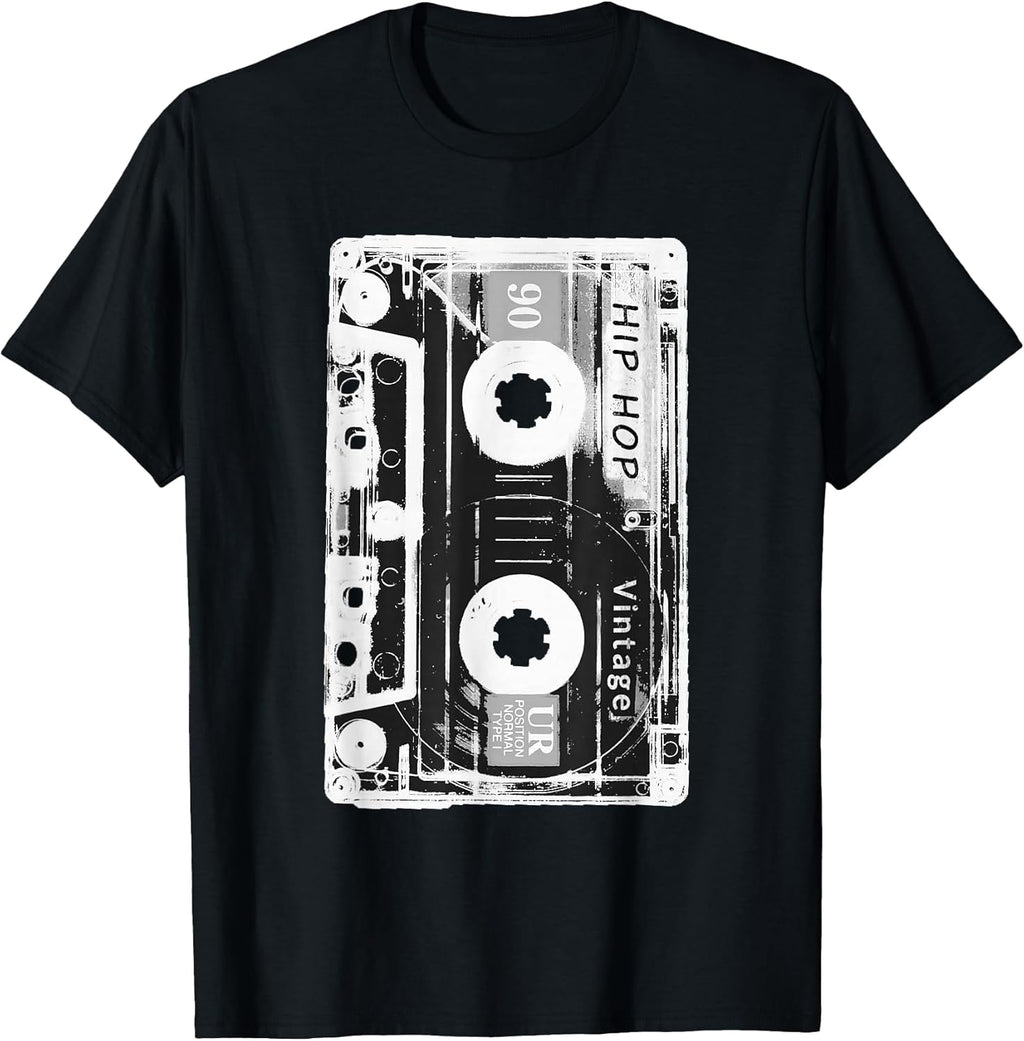 Vintage Cassette Tape Hip Hop Music 80s 90s Retro Distressed T-Shirt