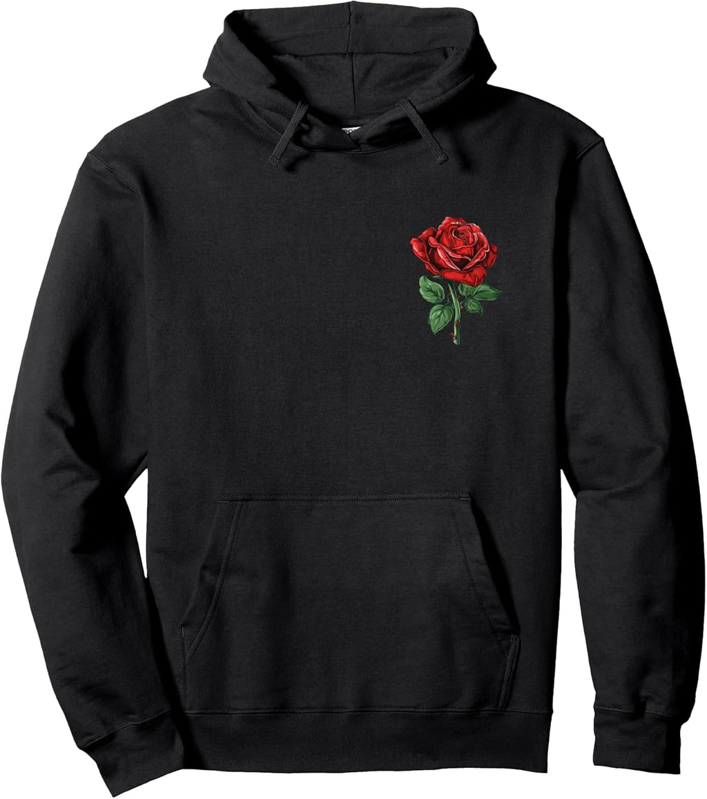 Red Rose Graphic Pullover Hoodie
