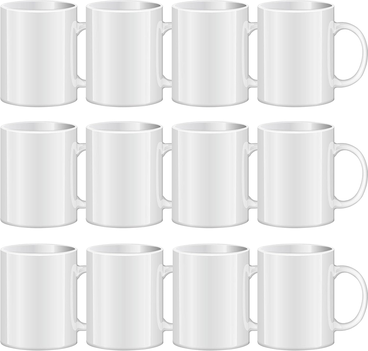 TANGLONG Sublimation Mugs Blank, Tazas Para Sublimacion, White Ceramic Sublimation Cups, Bulk Mugs for Coffee, Tea, Latte, Soup, Milk, Hot Cocoa 11 oz Set of 12