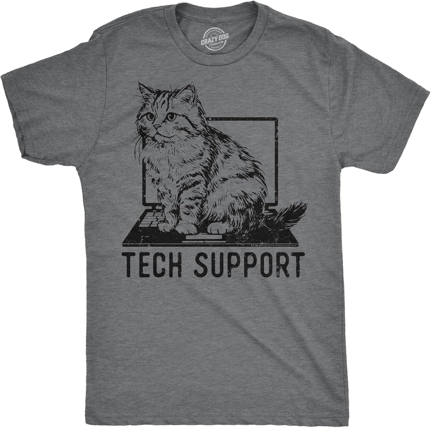 Mens Tech Support Funny T Shirts Cute Kitten Graphic Tee for Men