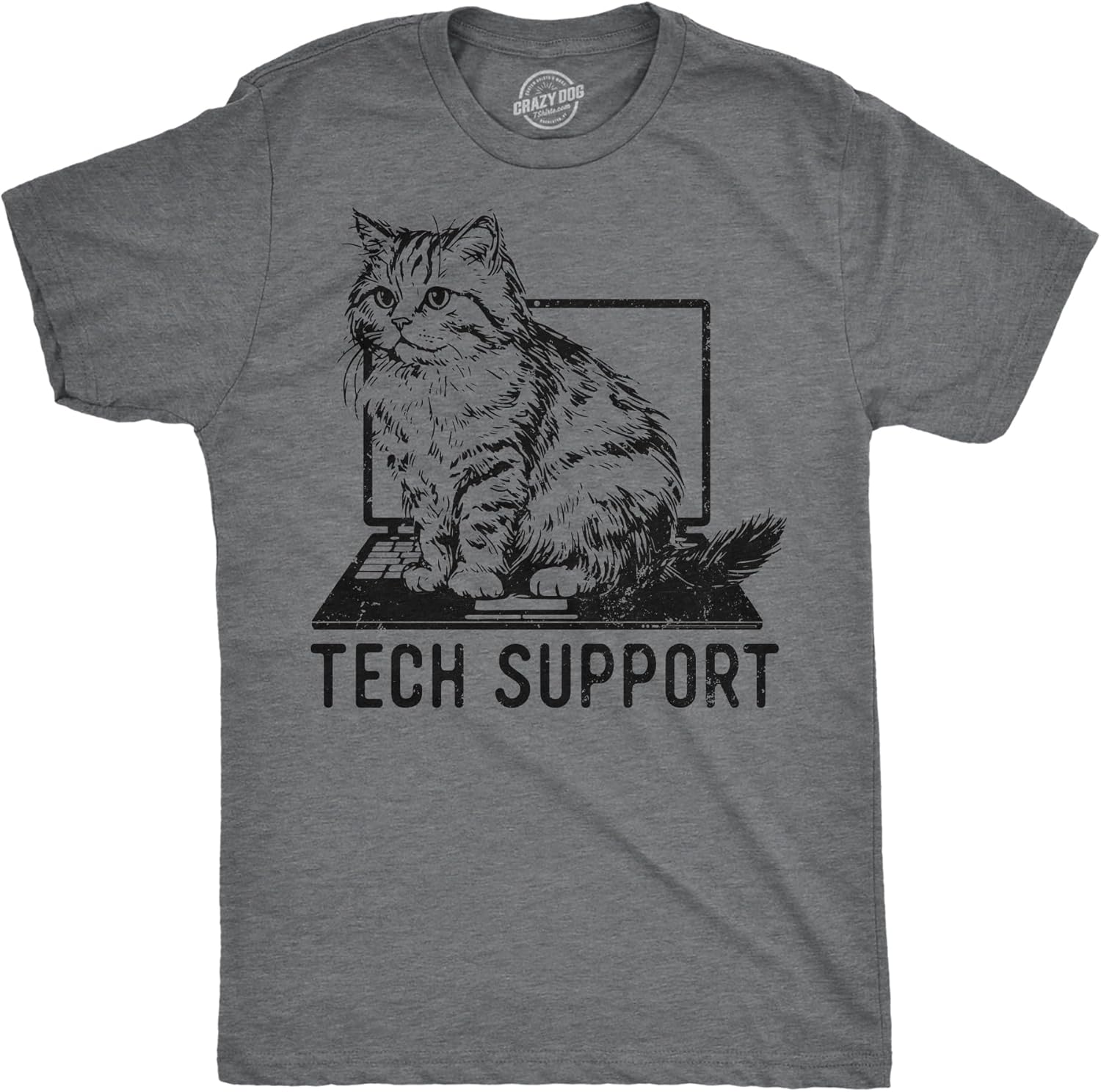 Mens Tech Support Funny T Shirts Cute Kitten Graphic Tee for Men