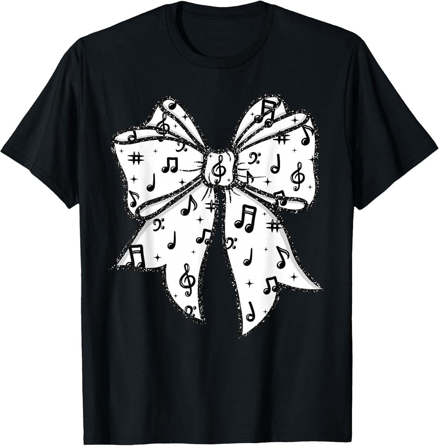 Music Notes Coquette Bow Music Teacher School Musician Band T-Shirt