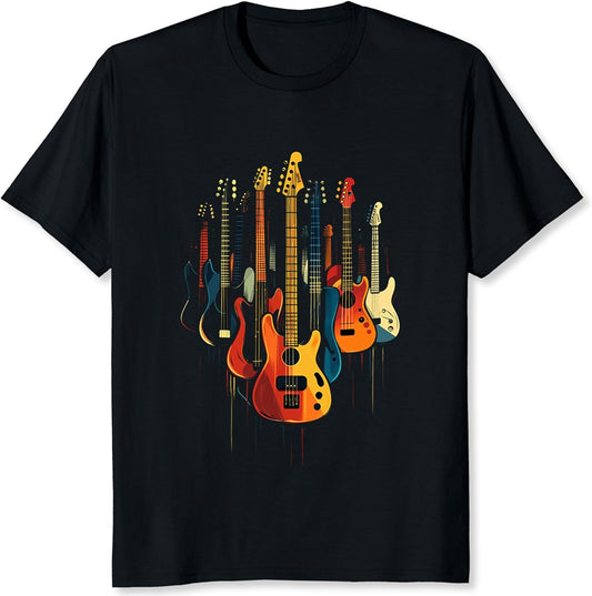 Vintage Guitar Band Shirt for Men Retro Music Guitar Graphic Tee