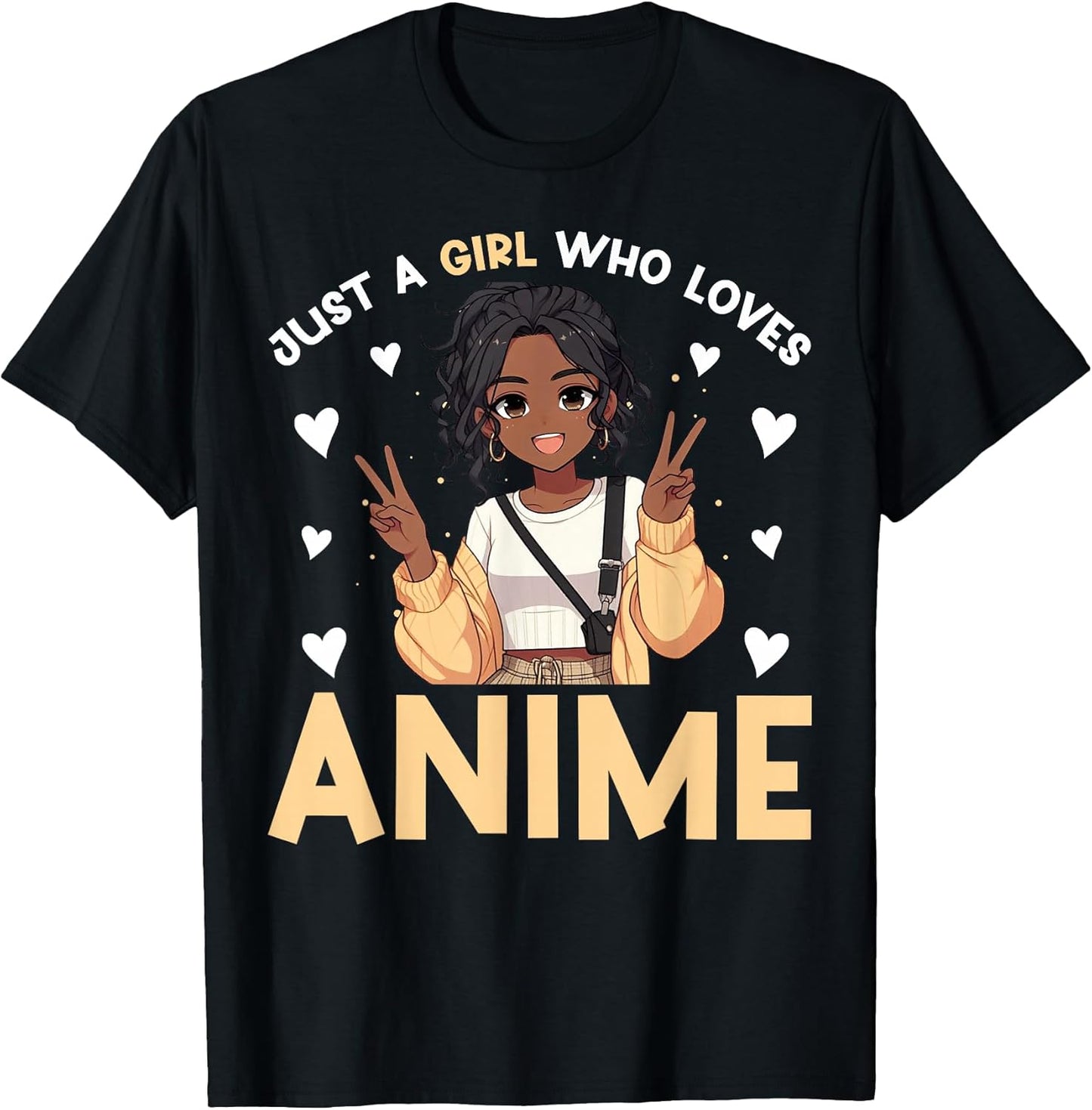 Just A Girl Who Loves Anime Merch African American Afro T-Shirt