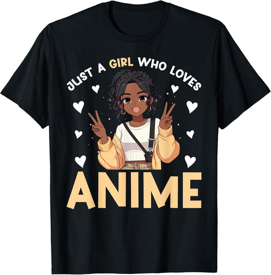 Just A Girl Who Loves Anime Merch African American Afro T-Shirt