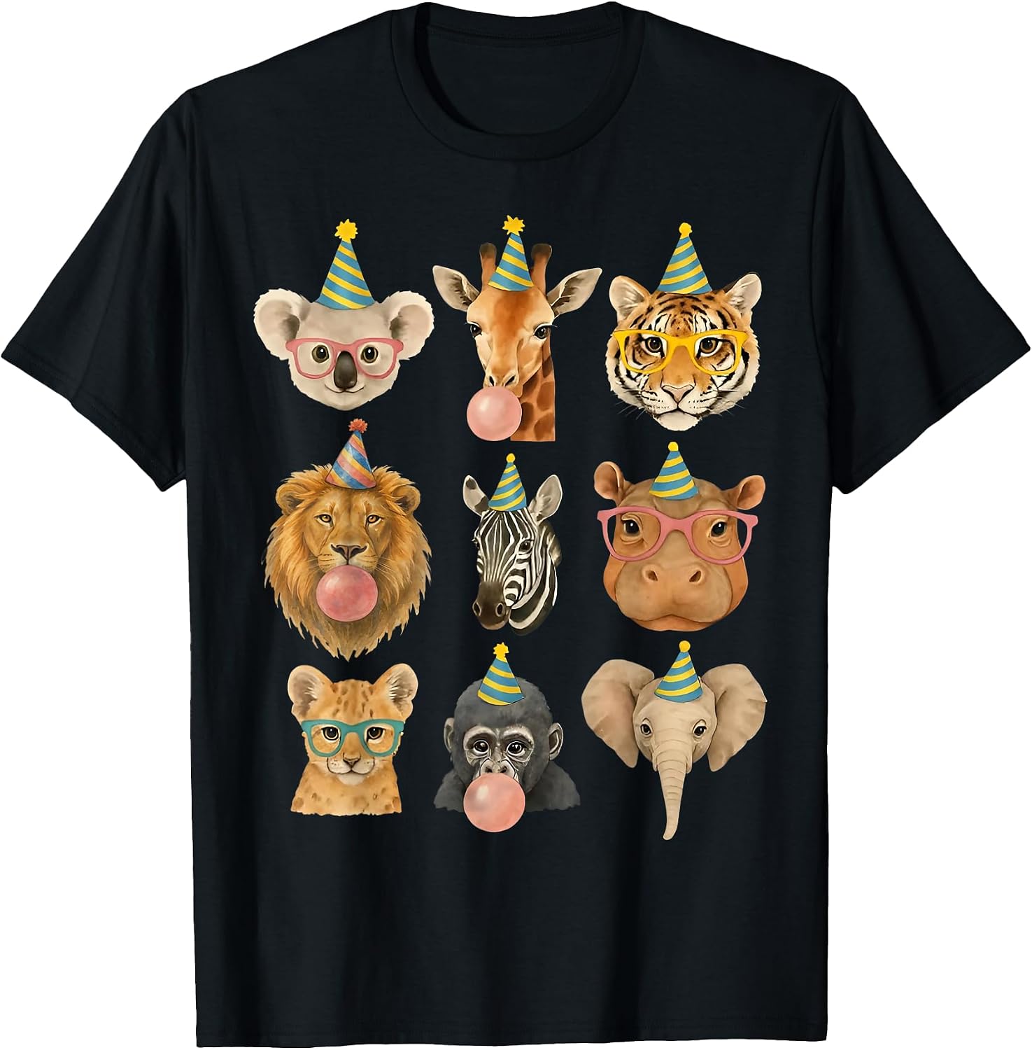 Cute Party Animals Birthday Wildlife Zoo Birthday Boys Kids T-Shirt