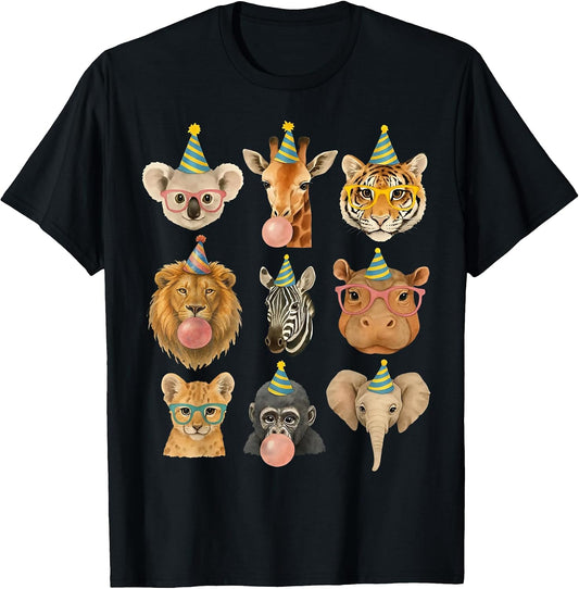 Cute Party Animals Birthday Wildlife Zoo Birthday Boys Kids T-Shirt
