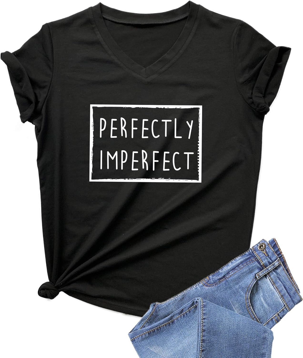 Womens Causal Short Sleeve V-Neck T-Shirt Graphic Tees