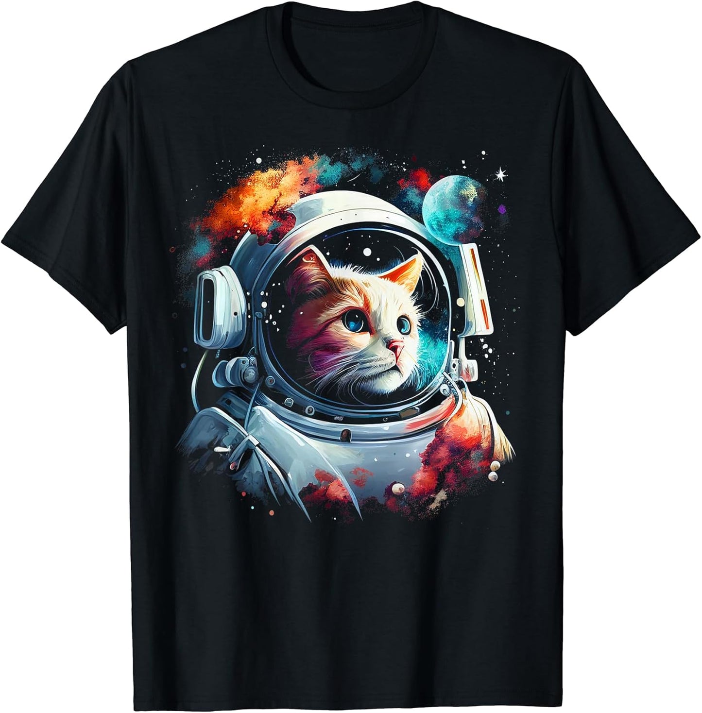 Astronaut Cat or Funny Space Cat on Galaxy Cat Lover T-Shirt for Men Women Kids