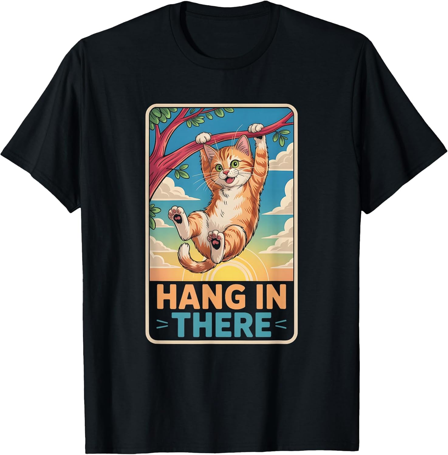 I n There Cat Hanging On A Tree Branch