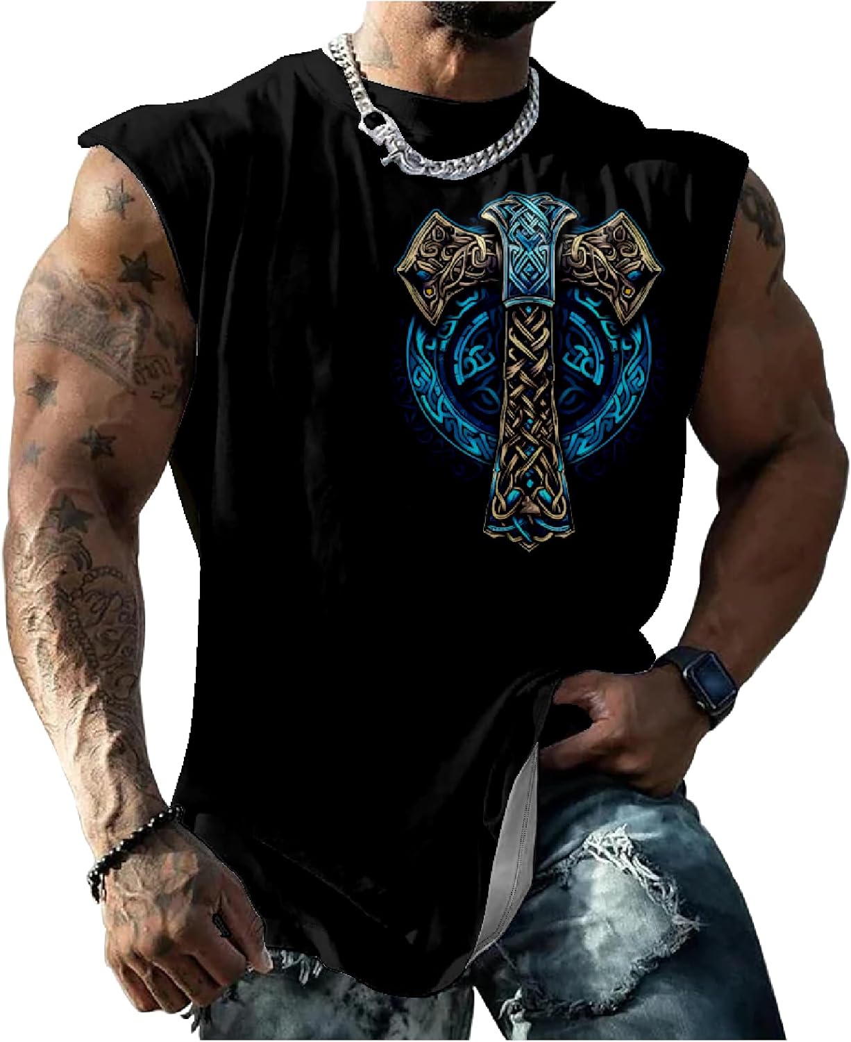 Mens Jesus Cross Print Tank Tops Faith Christian Retro Graphic Shirts Moisture Wicking Sleeveless Gym Workout Tops